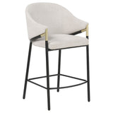 Side angle of Chadwick beige fabric upholstered counter height chair