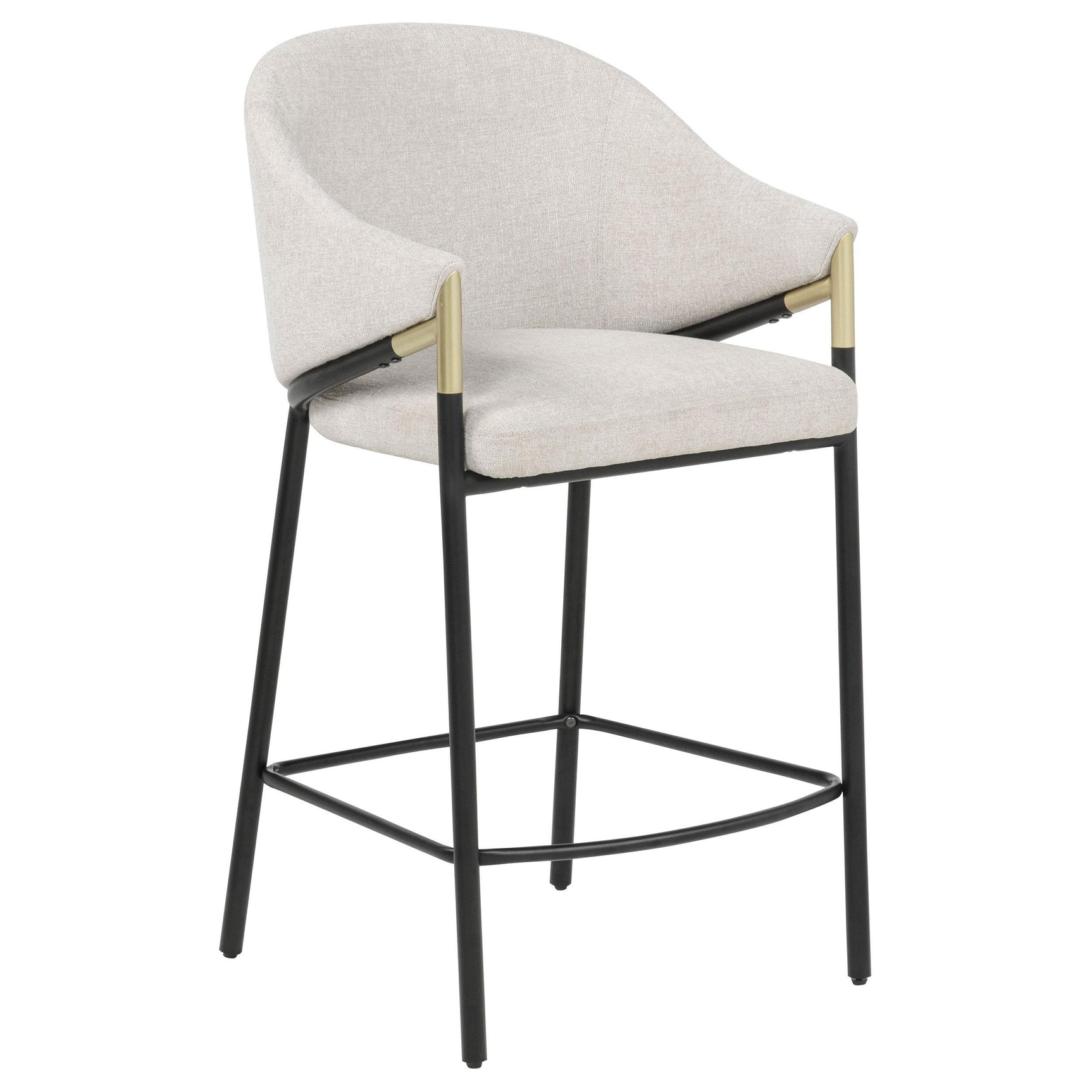 Side angle of Chadwick beige fabric upholstered counter height chair