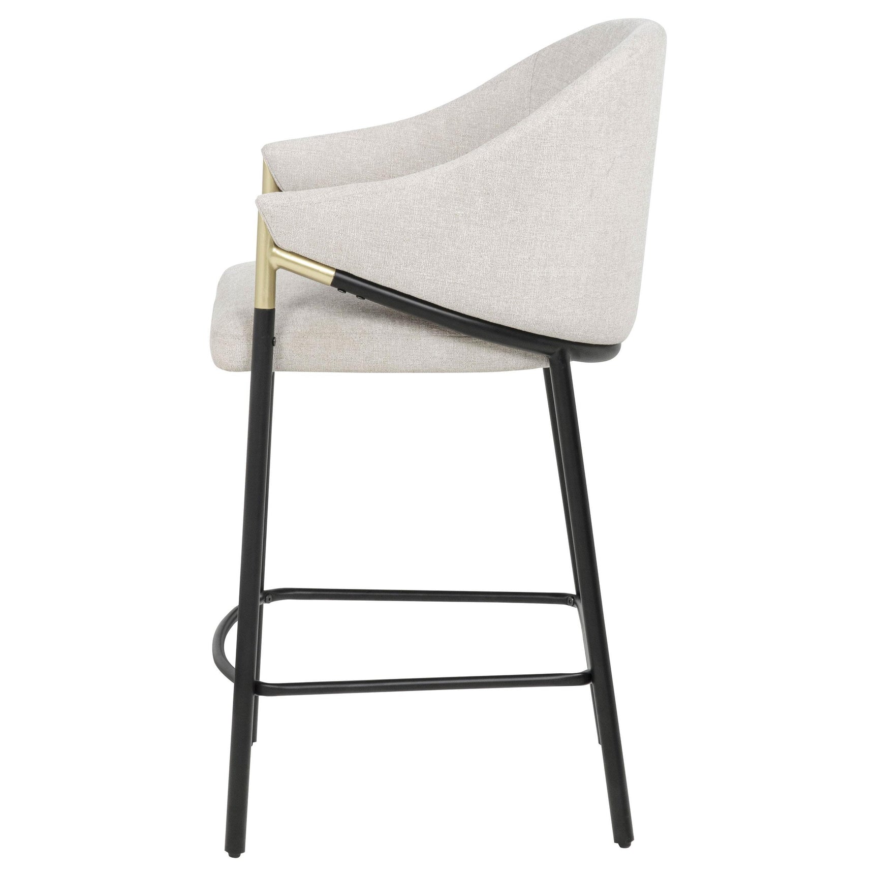 Glossy black metal legs with gold accent detail