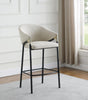 Chadwick Beige Fabric Bar Stool with Glossy Black Metal Legs - Front View