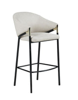 Chadwick Beige Fabric Bar Stool with Glossy Black Metal Legs - Side Angle