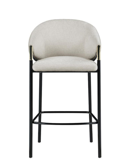 Chadwick Sloped Arm Bar Stool Close-up of Armrest and Gold Accent