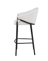 Pair of Chadwick Beige Fabric Bar Stools with Glossy Black Legs