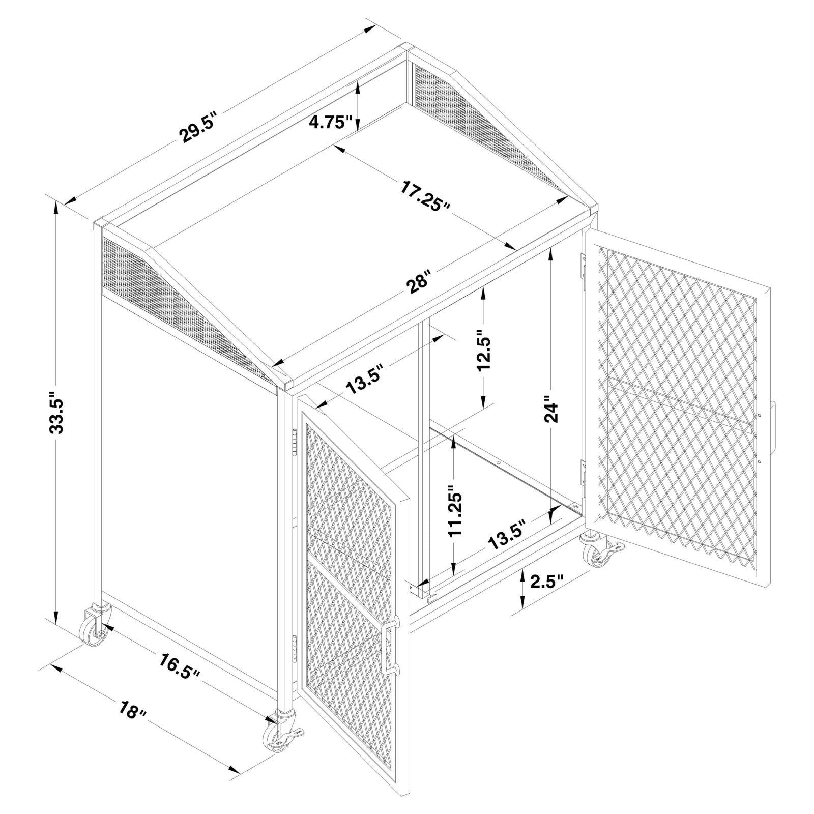 Rear view of Arlette Wine Cabinet steel frame and panel details
