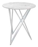 Bexter round top bar table with origami-style chrome base