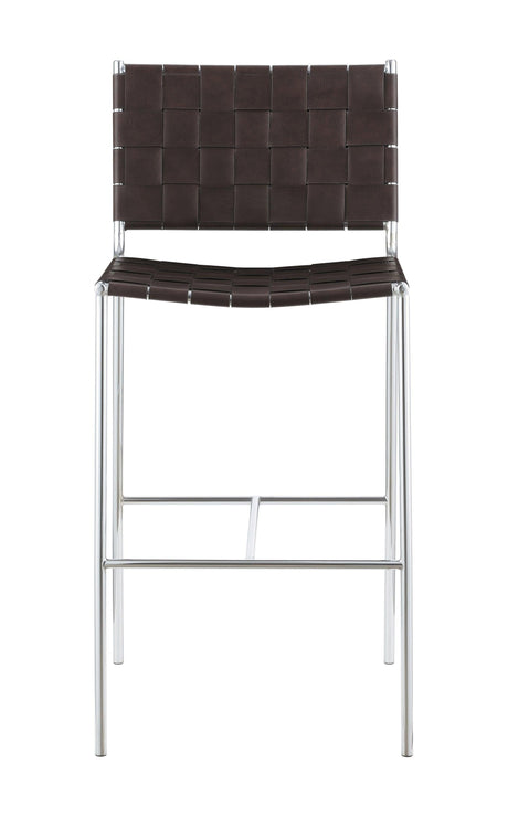 Close-up of brown faux leather seat on Adelaide bar stool