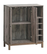 Cheyenne Wine Cabinet side angle showing bottle cubbies and open shelf