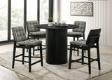 Hamlyn 5-Piece Round Wood Counter Height Dining Set in Grey and Black — product view