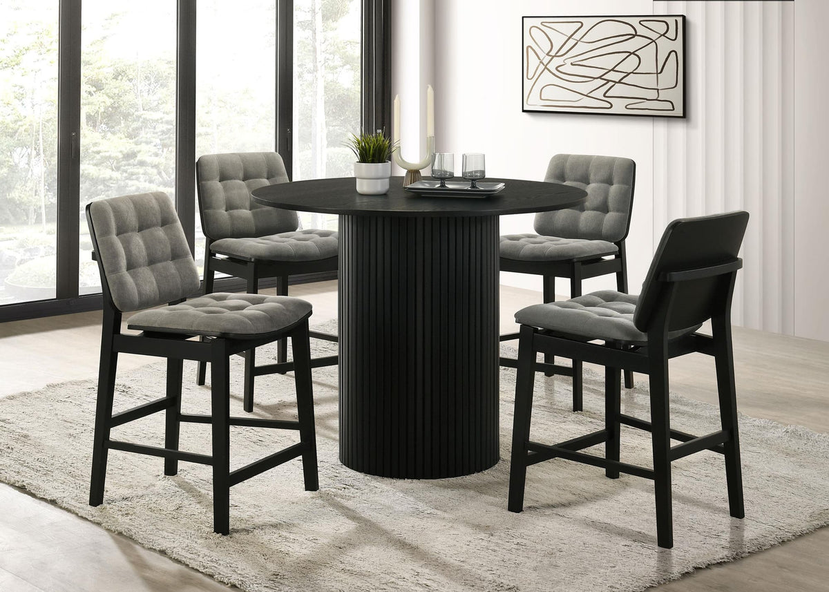 Hamlyn 5-Piece Round Wood Counter Height Dining Set in Grey and Black — product view