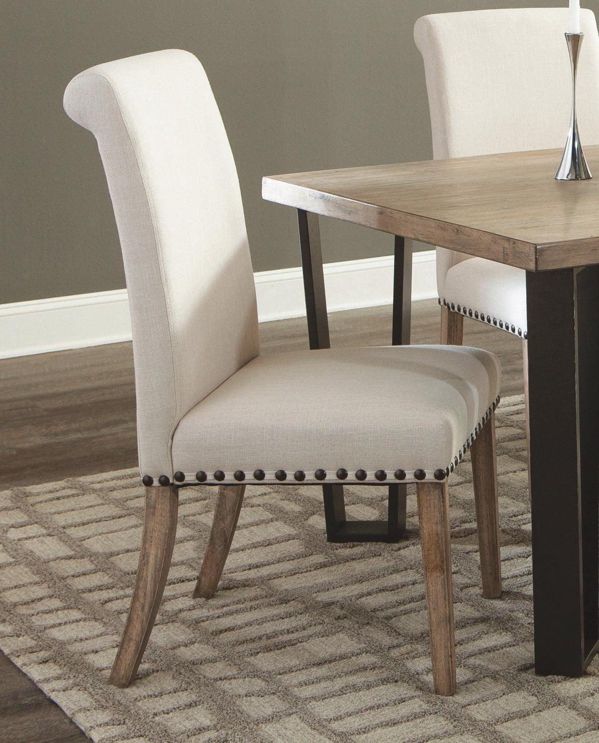 Florence Double Pedestal Dining Table Rustic Smoke - full table with chairs