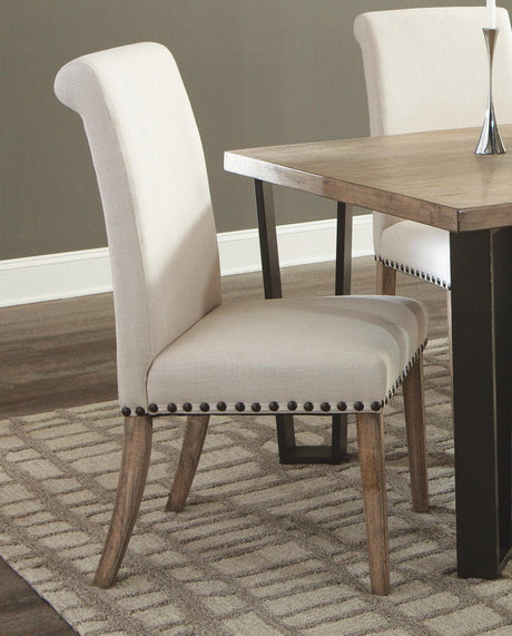 Baney Tufted Beige Upholstered Dining Chair front view