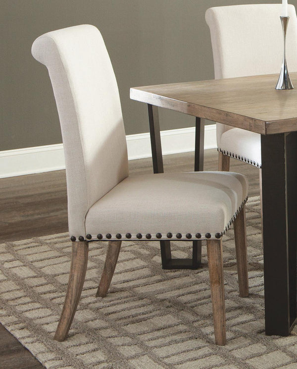 Baney Tufted Beige Upholstered Dining Chair front view