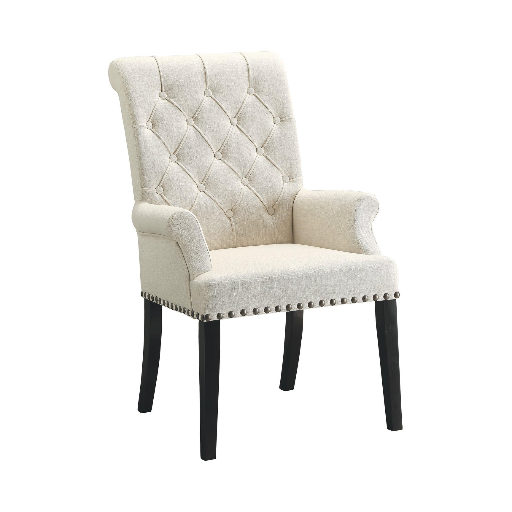 Mapleton Beige Tufted Upholstered Dining Chair close-up tufted back