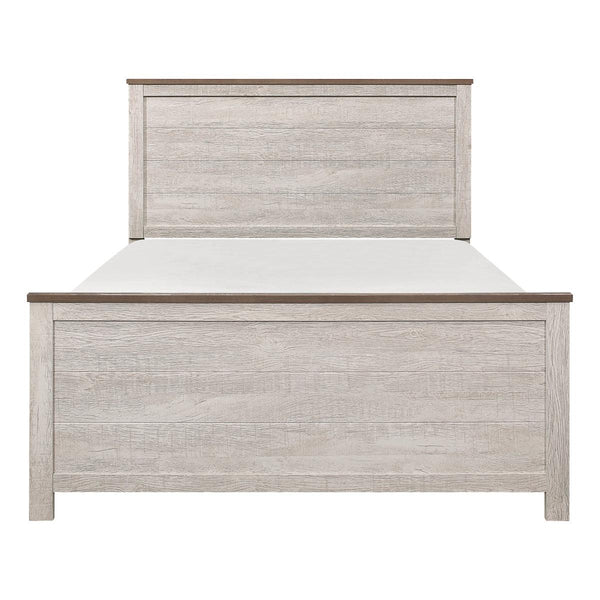 Nashville Antique White and Brown Queen Panel Bed, front view