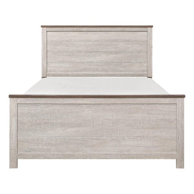 Nashville Full Bed antique white and brown, front view