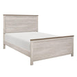 Side angle of Nashville Antique White and Brown Queen Panel Bed
