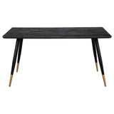 close-up detail of Zetta black wood dining table surface