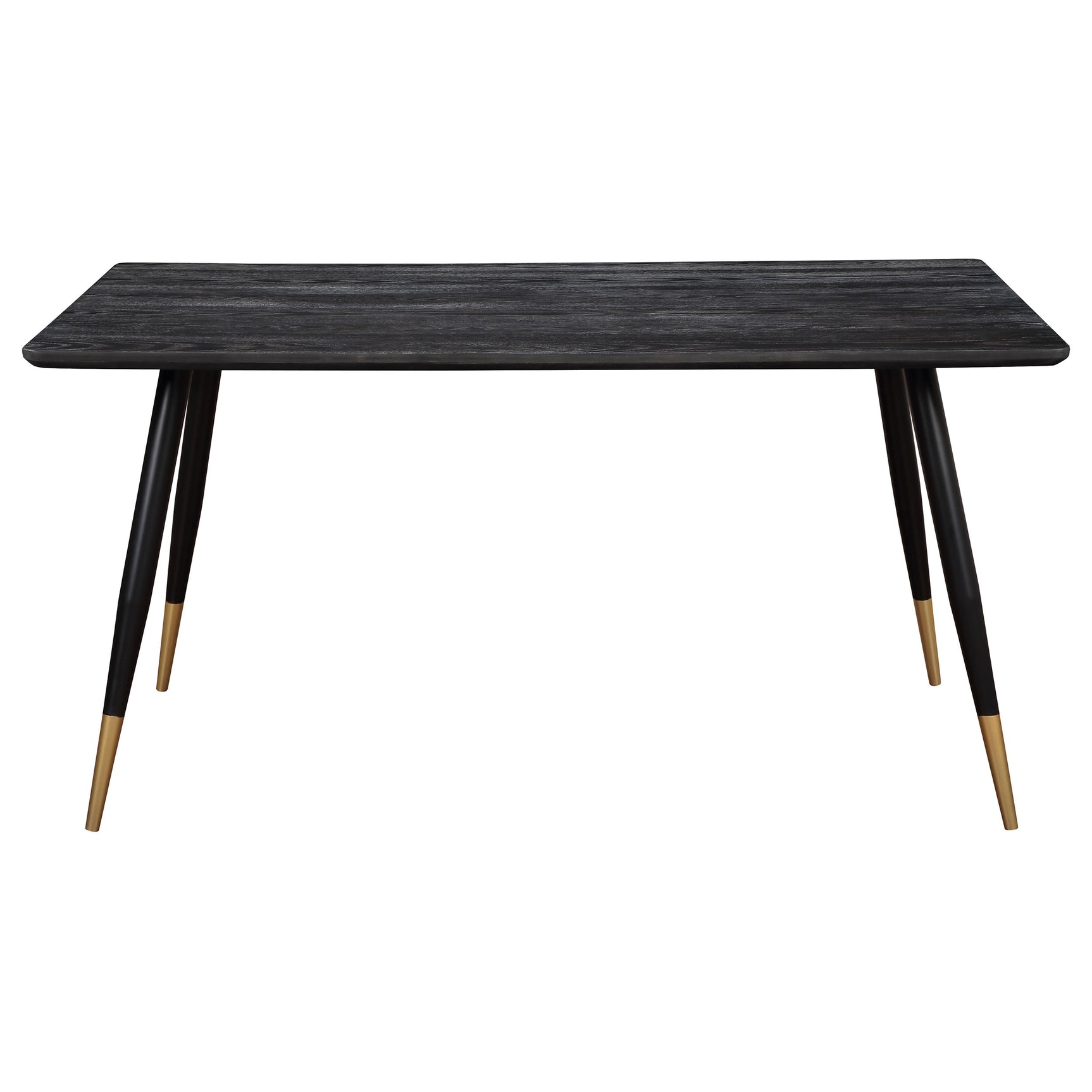 close-up detail of Zetta black wood dining table surface