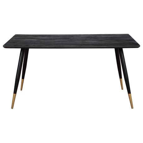close-up detail of Zetta black wood dining table surface