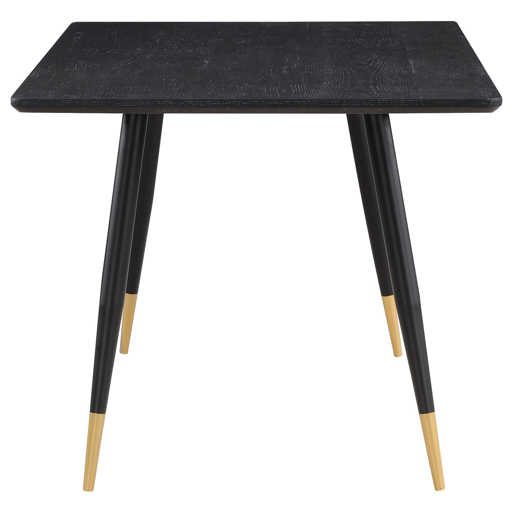 main view of Zetta black wood dining table with chairs