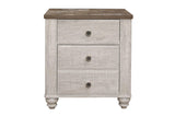 Front view of Nashville two-tone antique white and brown panel bed