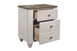 Open view showcasing Nashville two-tone antique white and brown panel bed