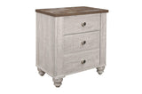 Side view of Nashville two-tone antique white and brown panel bed