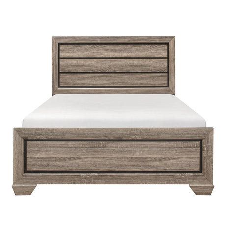 Beechnut Natural Finish Queen Panel Bed front view showcasing raised panels