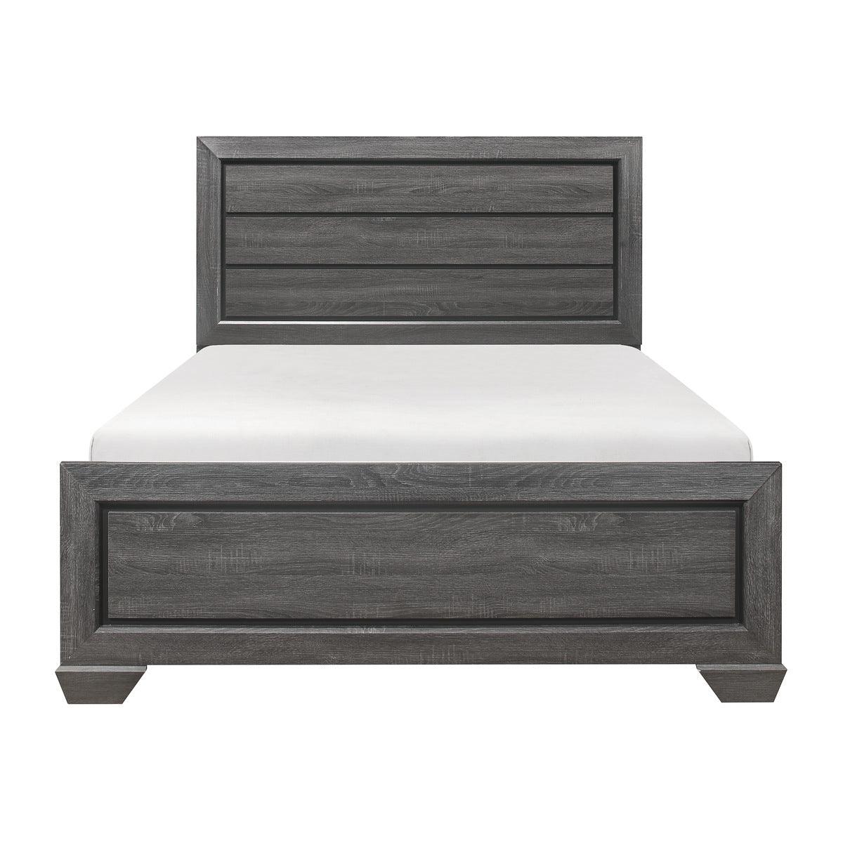 Beechnut Gray Queen Panel Bed front view showing headboard and footboard