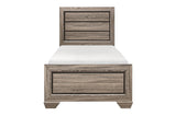 Side angle of bed from the Beechnut Light Elm Panel Bedroom Set
