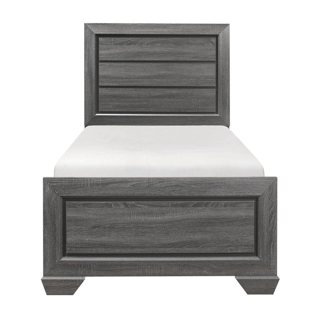 Beechnut Gray Faux Wood Veneer Twin Bed front view