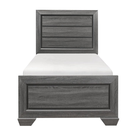 Beechnut Gray Youth Twin Panel Bed front view showing headboard