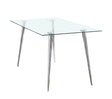 Gilman Rectangle Glass Top Dining Table seen from front angle