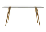 Gilman Rectangle Glass Top Dining Table showing glass top and flared tapered legs