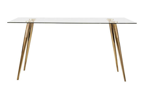 Gilman Rectangle Glass Top Dining Table showing glass top and flared tapered legs