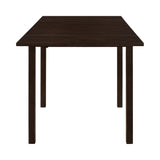 Main view of dining table and two side chairs in cappuccino finish