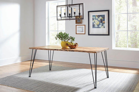 Sherman Rectangular Dining Table natural acacia wood top front view
