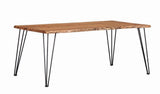 Sherman Rectangular Dining Table matte black metal hairpin legs side angle