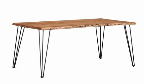 Sherman Rectangular Dining Table matte black metal hairpin legs side angle