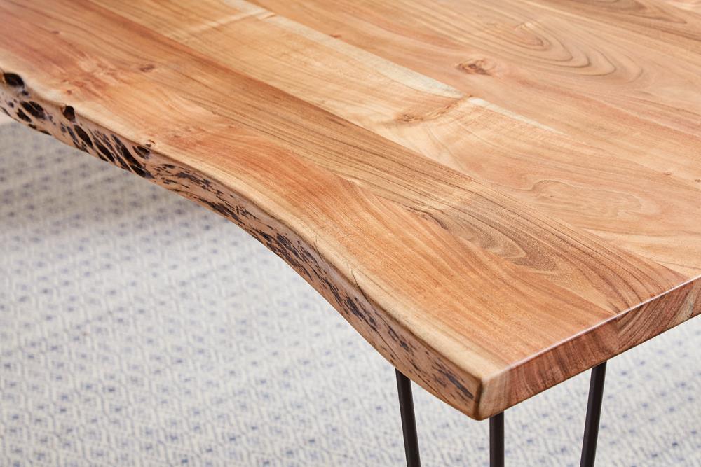 Detailed shot of live edge on Sherman Dining Table wooden top
