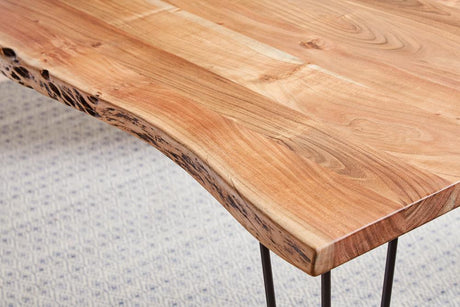 Detailed shot of live edge on Sherman Dining Table wooden top