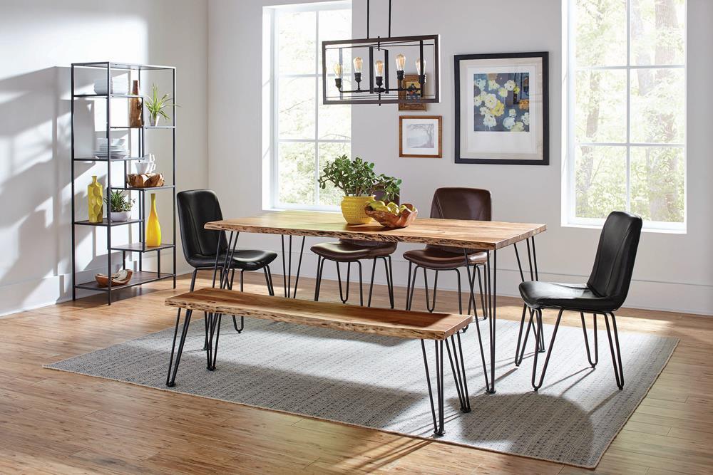 Back angle of Sherman Dining Bench highlighting leg design