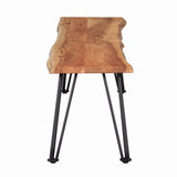 Sherman Dining Bench natural acacia wood top front angle