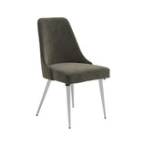 Side view of Cabianca Grey Curved Back Dining Chair showing metal legs