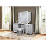 Angled view showing drawer detail and mirror trim