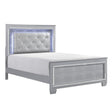 Allura Silver Tufted LED King Bed, side profile showing LED lighting