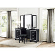 Side angle of Allura Black Faux Alligator Vanity Dresser with Mirror