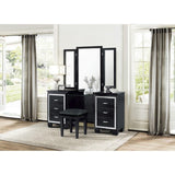 Side angle of Allura Black Faux Alligator Vanity Dresser with Mirror
