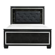 Front view of Allura Black Faux Leather Tufted LED King Bed