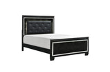 side profile of Allura Black faux leather tufted LED panel bed